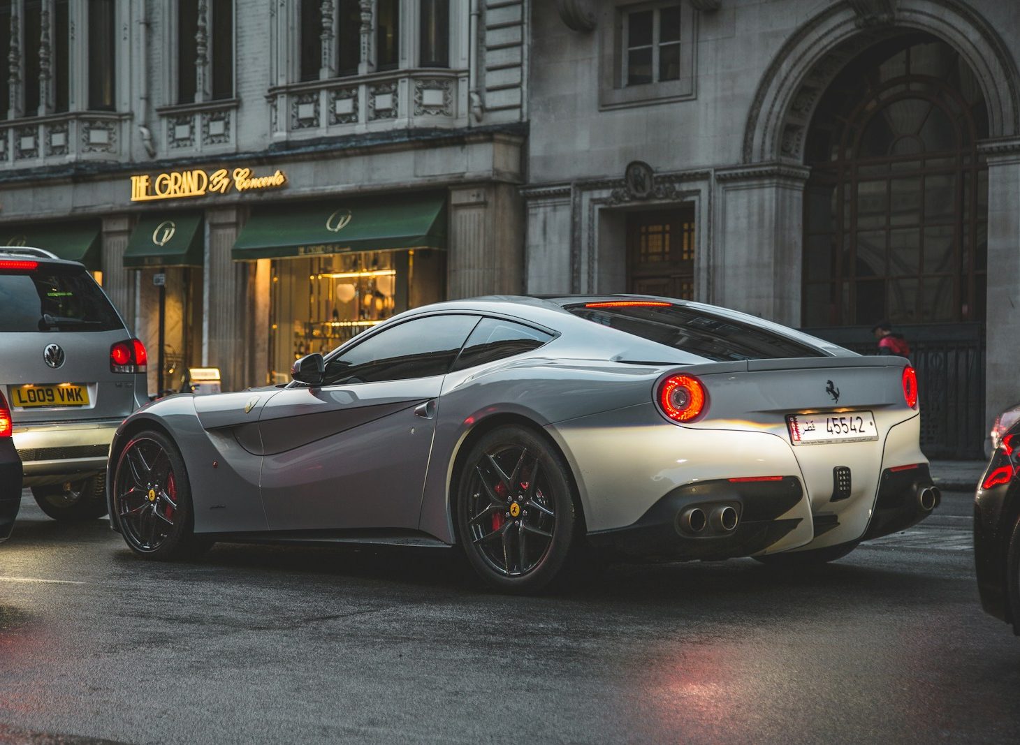 silver Ferrari super car